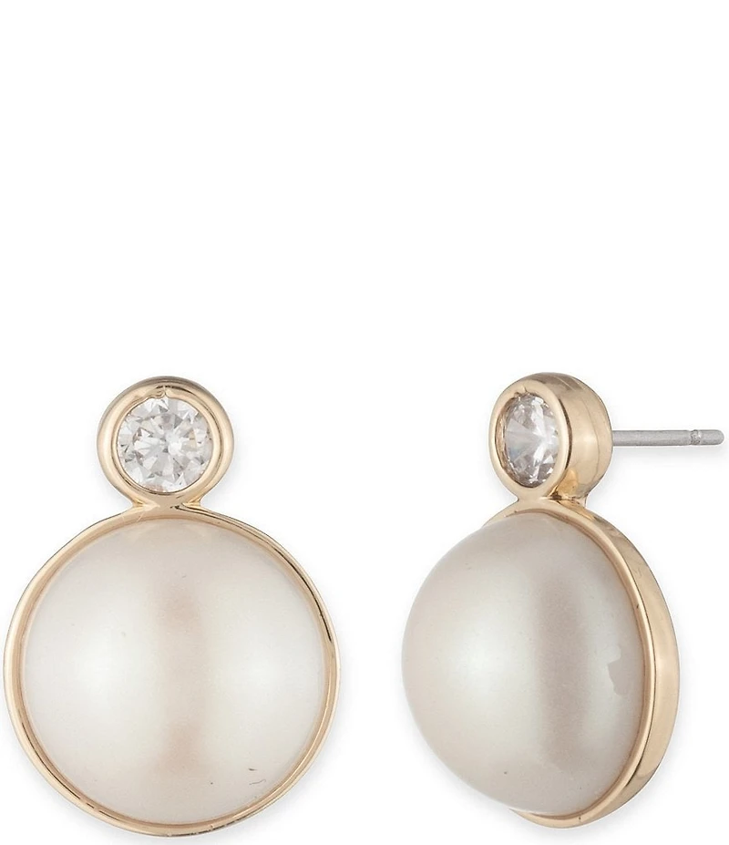 Lauren Ralph Lauren Gold Tone White Pearl Drop Earrings