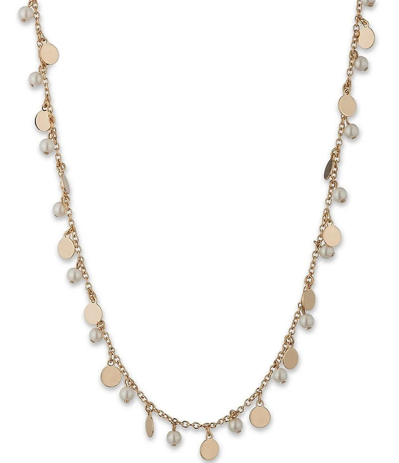 Lauren Ralph Lauren Gold Tone White Shaky Pearl Collar Necklace