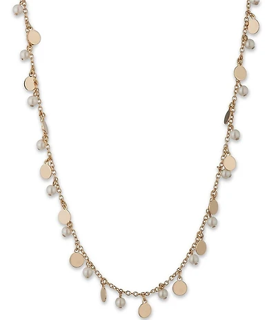 Lauren Ralph Lauren Gold Tone White Shaky Pearl Collar Necklace