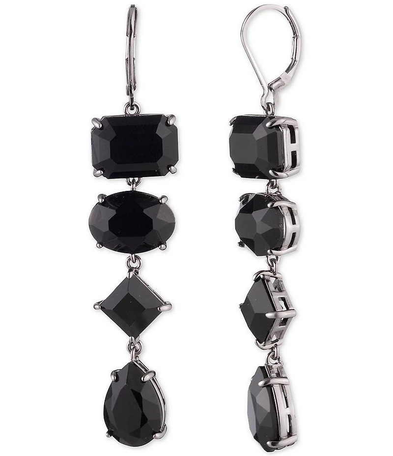 Lauren Ralph Lauren Hematite Tone Jet Stone Linear Earrings