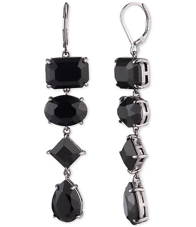 Lauren Ralph Lauren Hematite Tone Jet Stone Linear Earrings