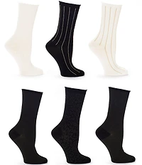 Lauren Ralph Lauren Holiday Shine Animal Print Crew Socks, 6 Pack