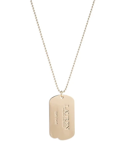 Lauren Ralph Lauren Logo Dog Tag Long Pendant Necklace