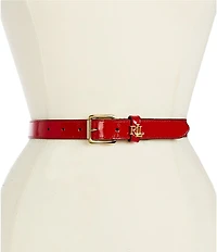 Lauren Ralph Lauren Logo-Keeper Skinny Patent Leather Belt