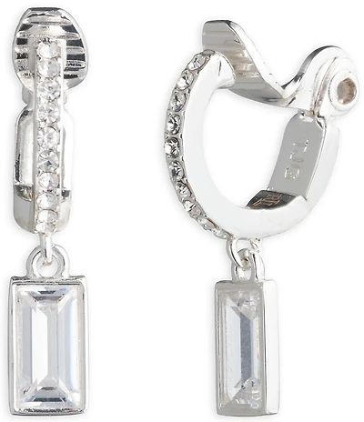 Lauren Ralph Lauren Pave Huggie Stone Drop Hoop Clip Earrings