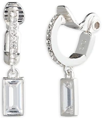 Lauren Ralph Lauren Pave Huggie Stone Drop Hoop Clip Earrings