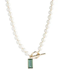 Lauren Ralph Lauren Pearl Toggle Short Rhinestone Pendant Necklace