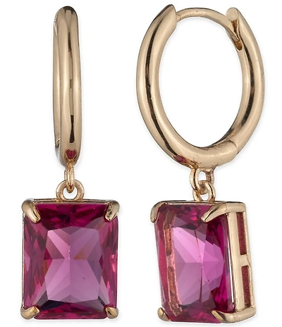 Lauren Ralph Lauren Rectangle Stone Drop Huggie Hoop Earrings