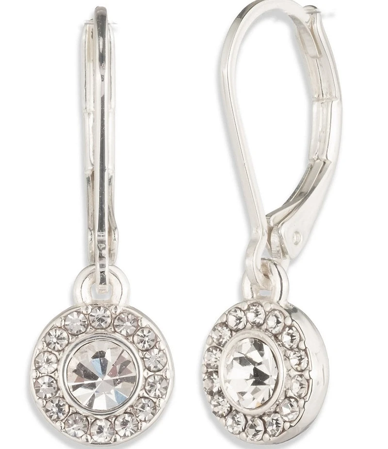 Lauren Ralph Lauren Silver Tone Crystal Pave Drop Earrings