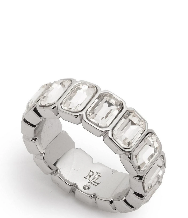 Lauren Ralph Lauren Silver Tone Crystal Tennis Band Ring