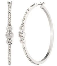 Lauren Ralph Lauren Silver Tone CZ Hoop Earrings