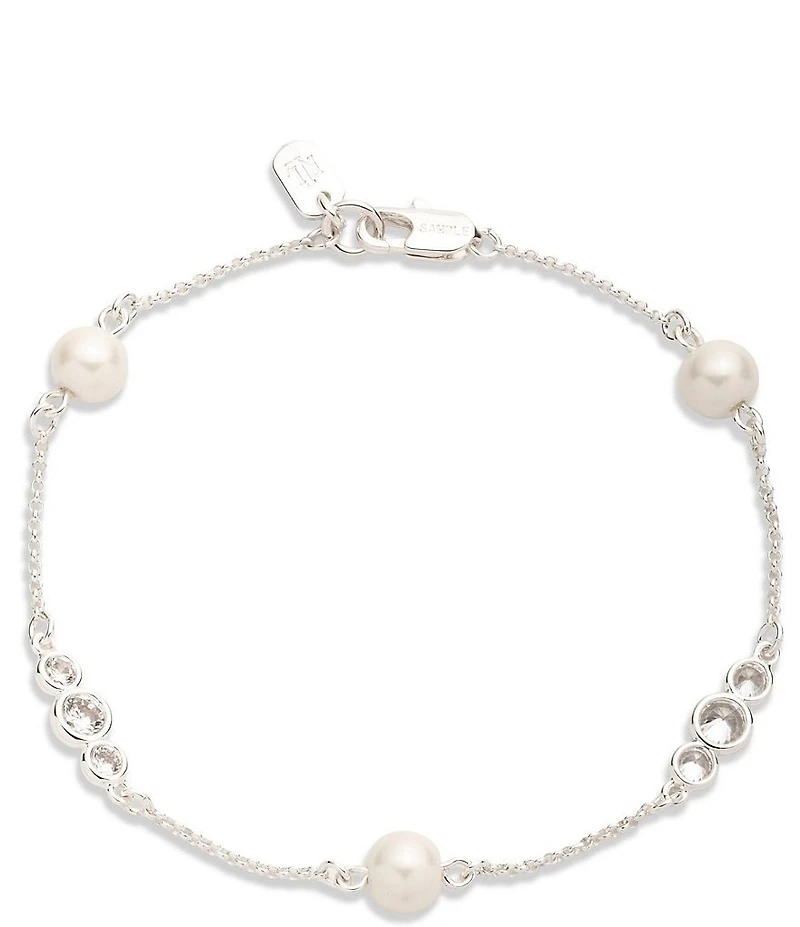 Lauren Ralph Lauren Silver Tone CZ Station Flex Line Bracelet