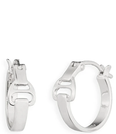 Lauren Ralph Lauren Silver Tone Equestrian Hoop Earrings