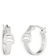 Lauren Ralph Lauren Silver Tone Equestrian Hoop Earrings