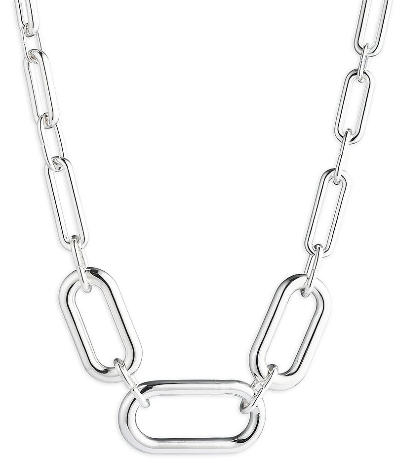 Lauren Ralph Lauren Silver Tone Large Link Collar Necklace