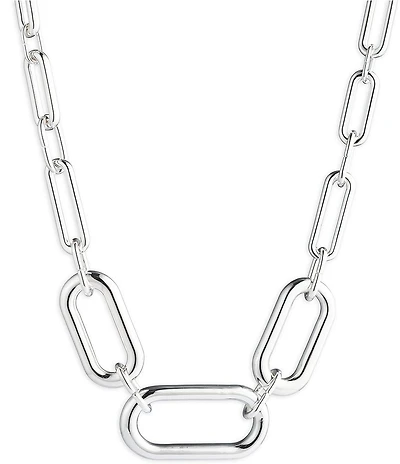 Lauren Ralph Lauren Silver Tone Large Link Collar Necklace