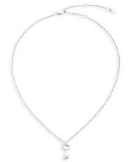 Lauren Ralph Lauren Silver Tone Logo Key Short Pendant Necklace