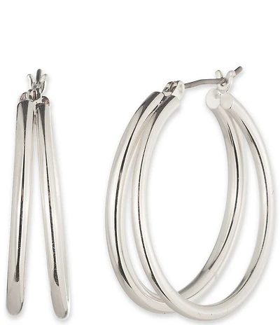 Lauren Ralph Lauren Silver Tone Split Hoop Earrings
