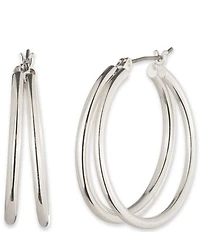 Lauren Ralph Lauren Silver Tone Split Hoop Earrings