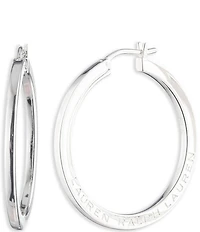 Lauren Ralph Lauren Sterling Silver 35mm Logo Hoop Earrings