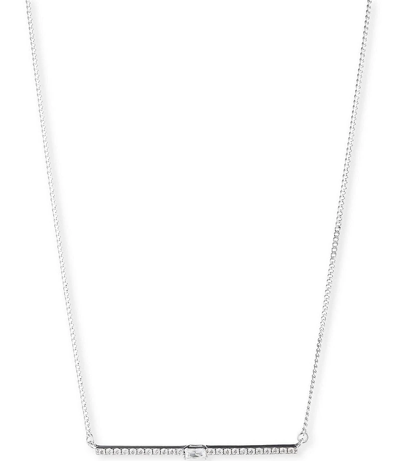 Lauren Ralph Lauren Sterling Silver Cubic Zirconia Bar Frontal Collar Necklace