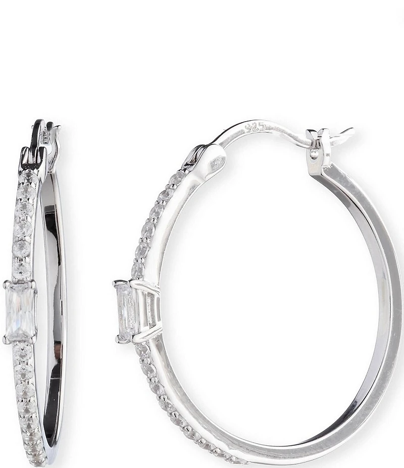 Lauren Ralph Lauren Sterling Silver Cubic Zirconia Hoop Earrings