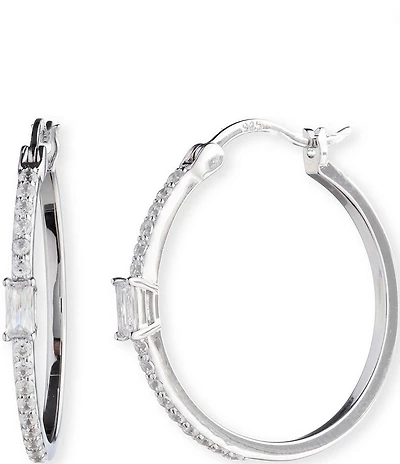 Lauren Ralph Lauren Sterling Silver Cubic Zirconia Hoop Earrings
