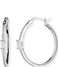 Lauren Ralph Lauren Sterling Silver Cubic Zirconia Hoop Earrings