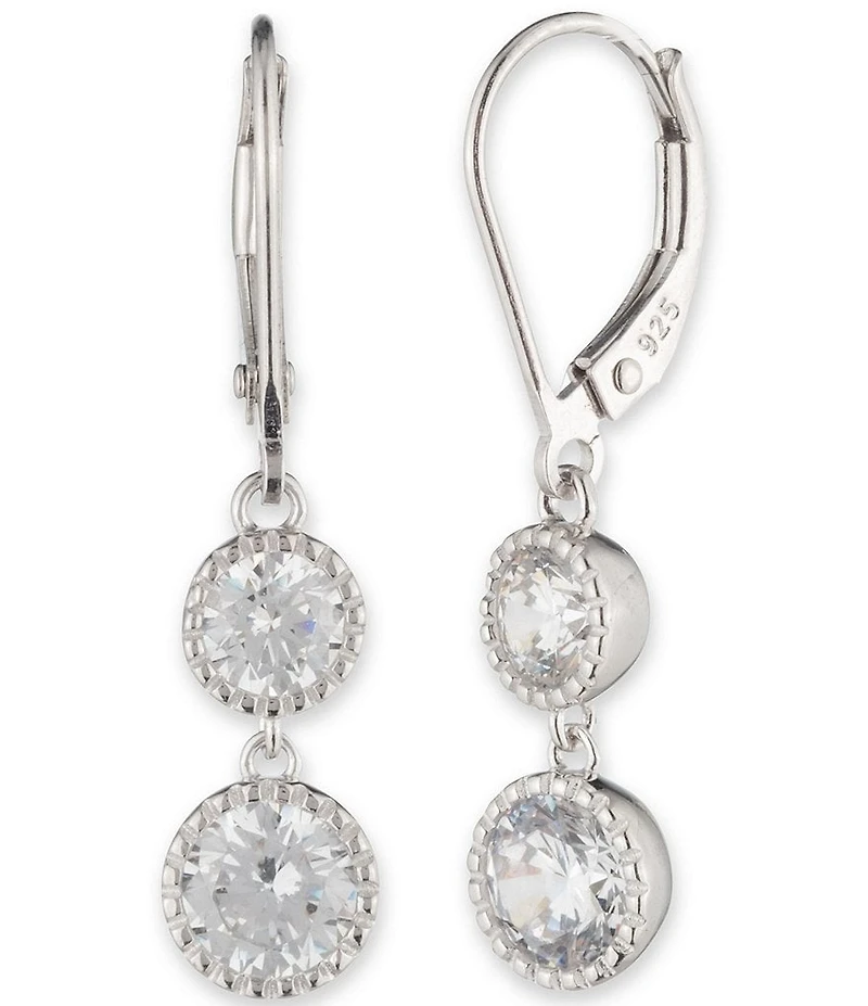 Lauren Ralph Lauren Sterling Silver CZ Double Linear Earrings
