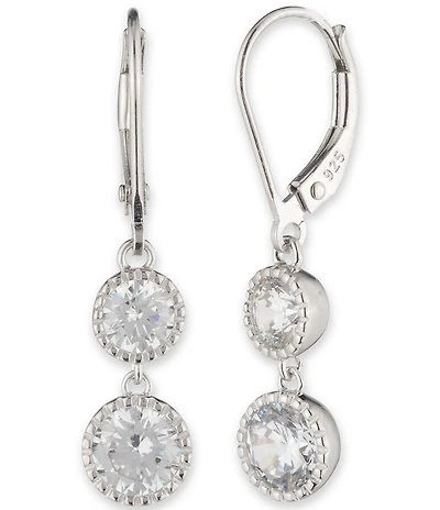 Lauren Ralph Lauren Sterling Silver CZ Double Linear Earrings