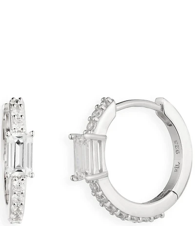 Lauren Ralph Lauren Sterling Silver Rhinestone Hoop Earrings