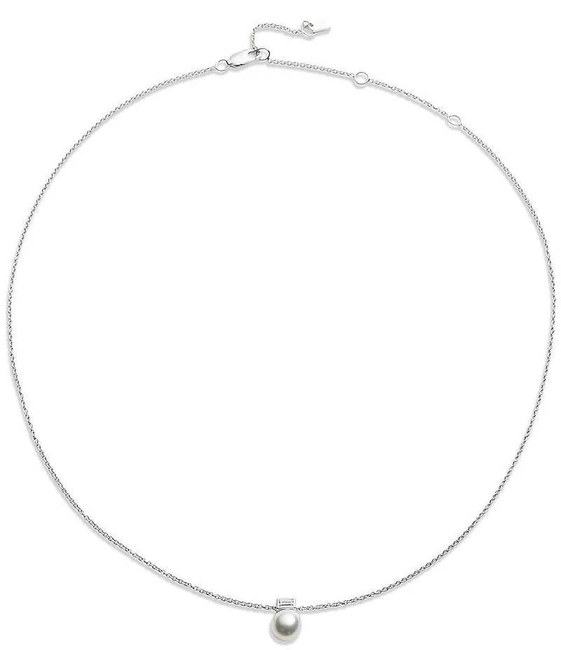 Lauren Ralph Lauren Sterling Silver CZ Pearl Short Pendant Necklace