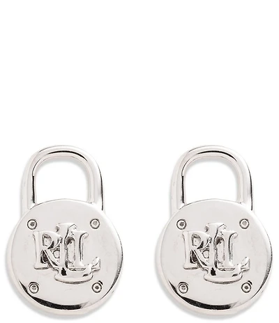 Lauren Ralph Lauren Sterling Silver Logo Padlock Pendant Stud Earrings