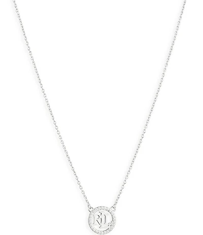 Lauren Ralph Lauren Sterling Silver Logo Short Pendant Necklace