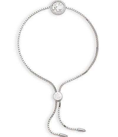 Lauren Ralph Lauren Sterling Silver Logo Slider Adjustable Bracelet