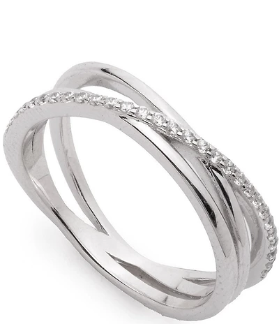 Lauren Ralph Lauren Sterling Silver Pave Criss Cross Ring