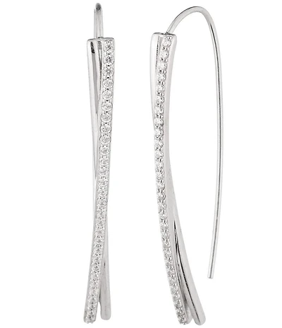 Lauren Ralph Lauren Sterling Silver Pave Threader Earrings