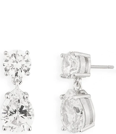 Lauren Ralph Lauren Sterling Silver Pear Rhinestone Double Drop Earrings