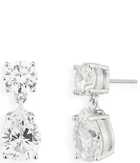 Lauren Ralph Lauren Sterling Silver Pear Rhinestone Double Drop Earrings