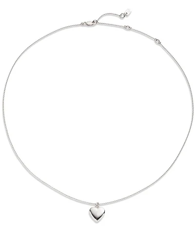 Lauren Ralph Lauren Sterling Silver Puff Heart Short Pendant Necklace