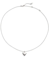 Lauren Ralph Lauren Sterling Silver Puff Heart Short Pendant Necklace