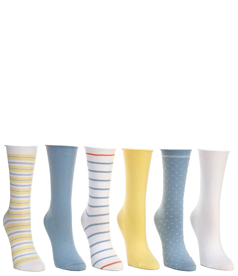 Lauren Ralph Lauren Summer Stripe Crew Socks, 6 Pack