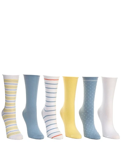 Lauren Ralph Lauren Summer Stripe Crew Socks, 6 Pack
