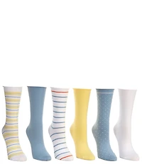 Lauren Ralph Lauren Summer Stripe Crew Socks, 6 Pack