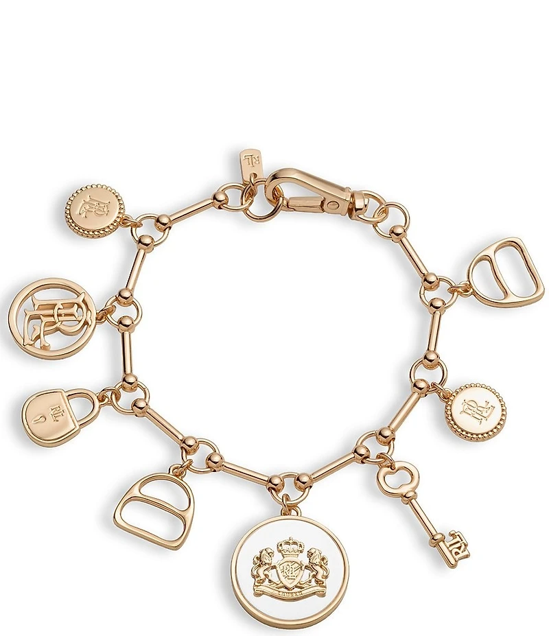 Lauren Ralph Lauren Two Tone Charm Logo Flex Line Bracelet