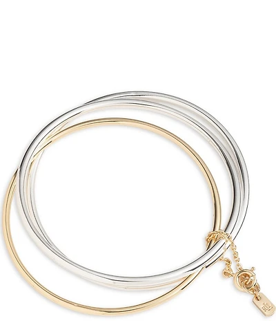 Lauren Ralph Lauren Two Tone Connected Bangle Bracelet Set