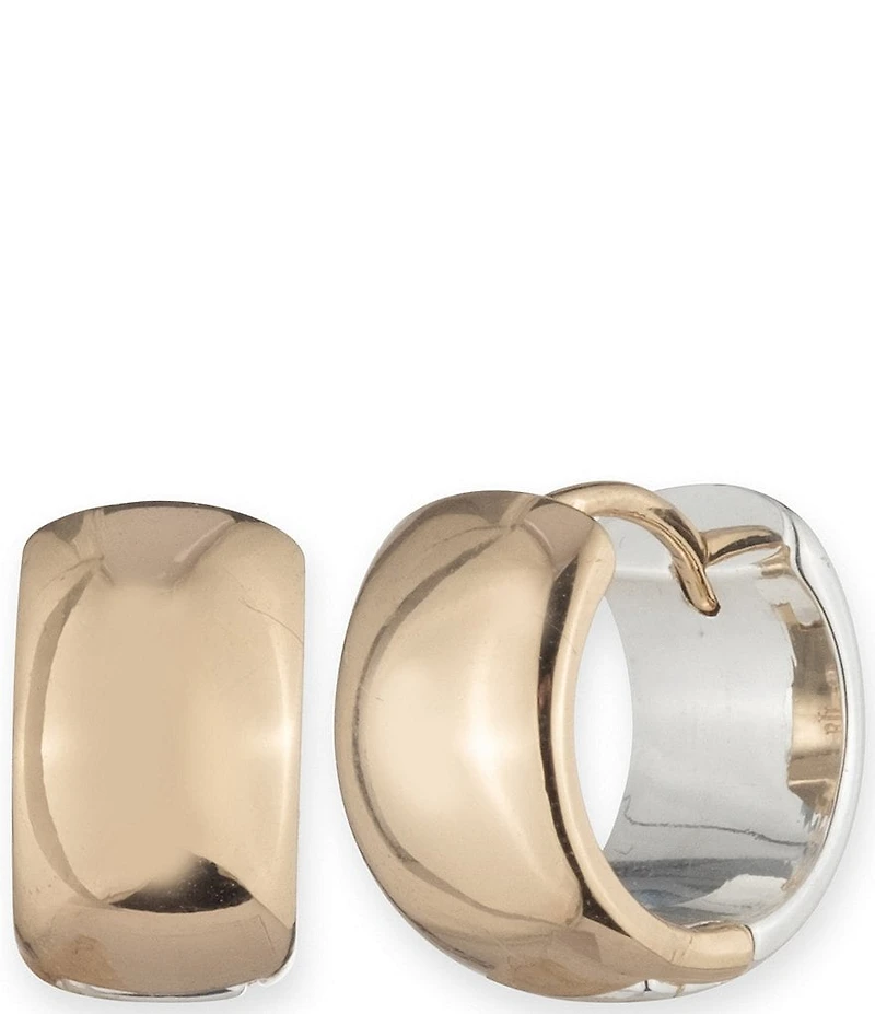 Lauren Ralph Lauren Two Tone Puffy Huggie Hoop Earrings