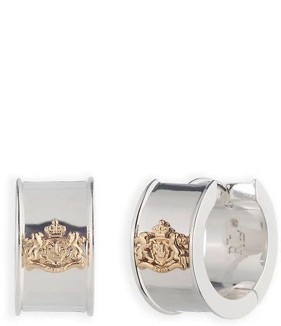 Lauren Ralph Lauren Two Tone Logo Hoop Earrings