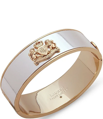 Lauren Ralph Lauren Two Tone Wide Crest Bangle Bracelet