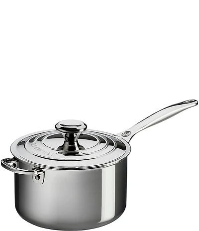 Le Creuset 4-Quart Stainless Steel Saucepan with Lid & Helper Handle